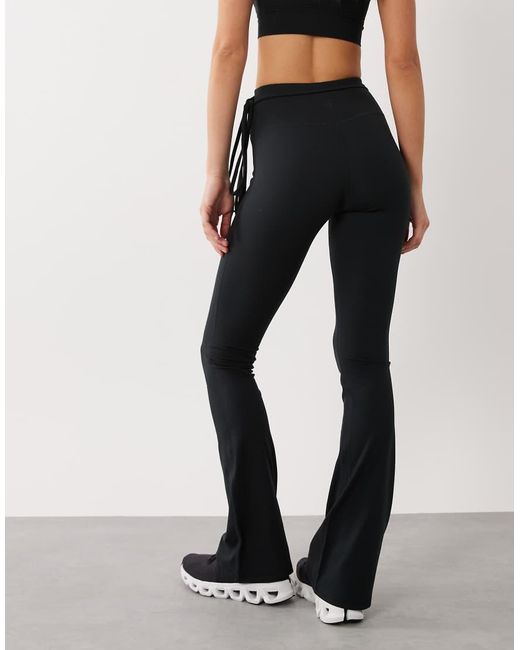 4505 White Kick Flare Yoga legging With Tie Waist Detail