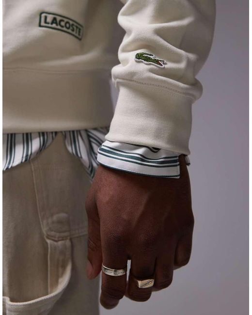Felpa Con Cappuccio Bianca Con Stampa Sul Petto E Sul Retro di Lacoste in Gray da Uomo