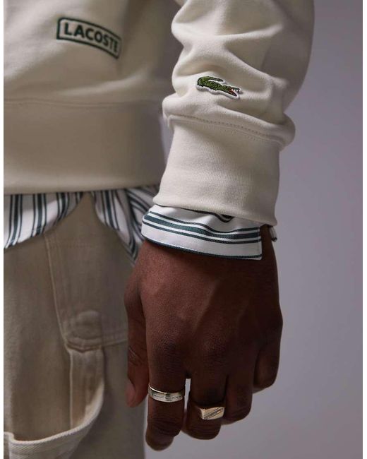 Sudadera Blanca Sin Cierres Con Capucha Y Estampado En El Pecho Y La Espalda De Lacoste de hombre de color Gray