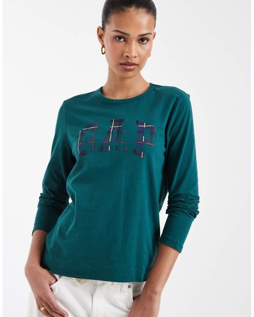 Gap Blue Large Logo Long Sleeve T-Shirt
