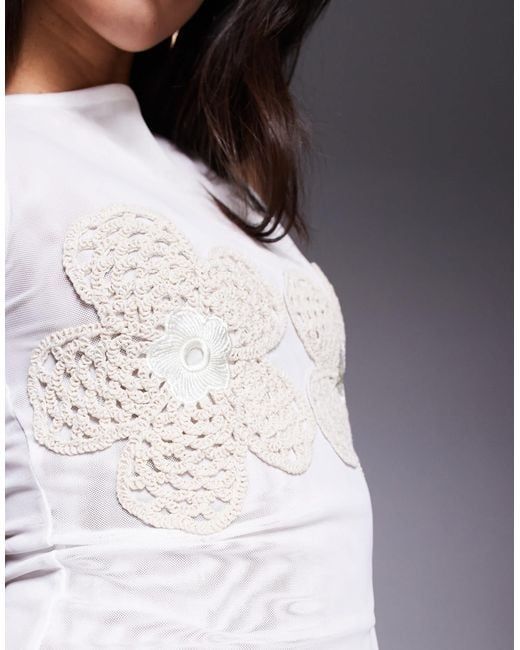 ASOS White Crochet Applique Cup Top