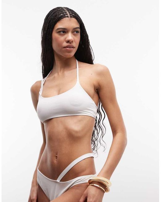 Monki Brown Cut-out Asymmetric Bikini Top