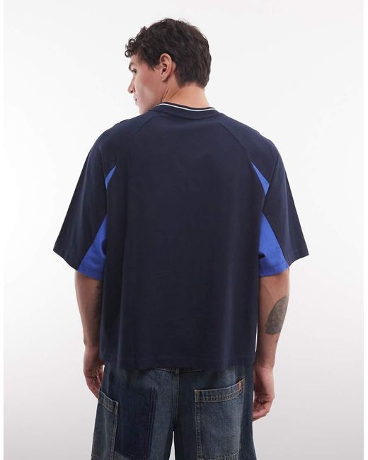 ASOS Blue Boxy Oversized T-Shirt With Italy Football Graphic for men