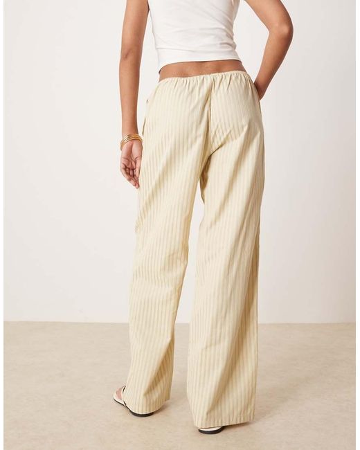 Lioness Natural Low Rise Wide Leg Poplin Trousers