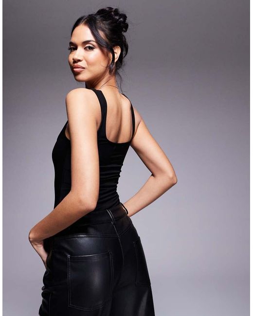 Fashionkilla Black Exclusive Double Sculpted Slinky Square Neck Body