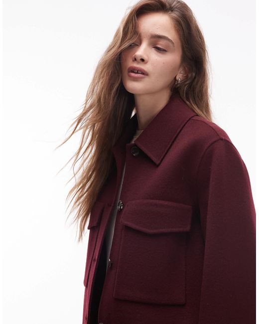 ARKET Purple Double Layer Wool Jacket With Button Front And Front Pockets