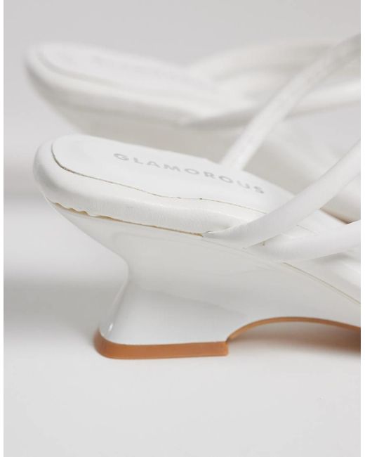 Glamorous White Wedge Sandals