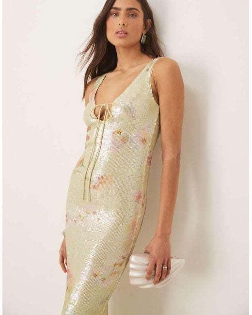Bardot Natural Eloda Sequin Midi Dress