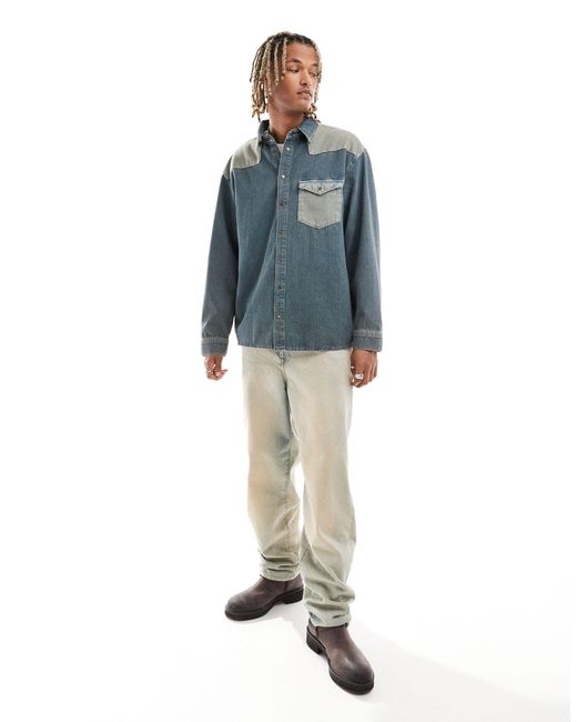 Camicia di jeans stile western di Reclaimed (vintage) in Blue da Uomo