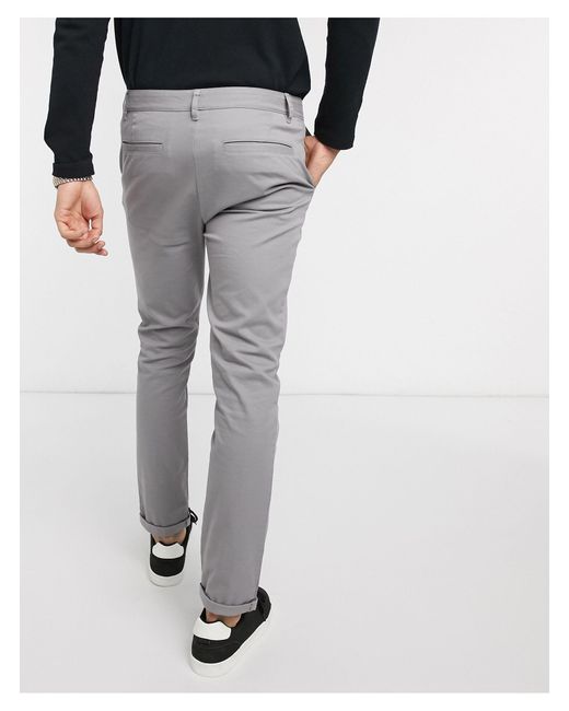 ASOS Denim Skinny Chinos in Grey for 