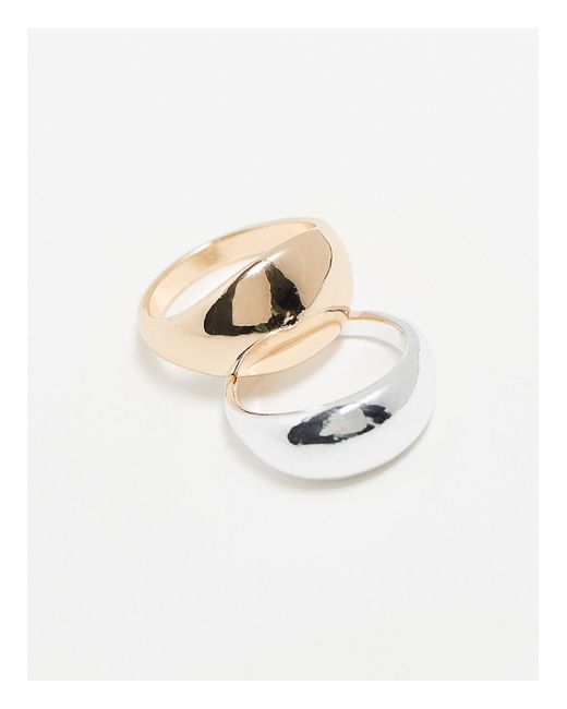ASOS Natural Pack Of 2 Rings With Bubble Design