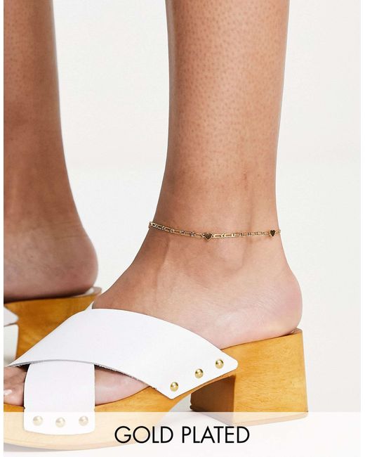Orelia White Figaro Chain Anklet With Hearts