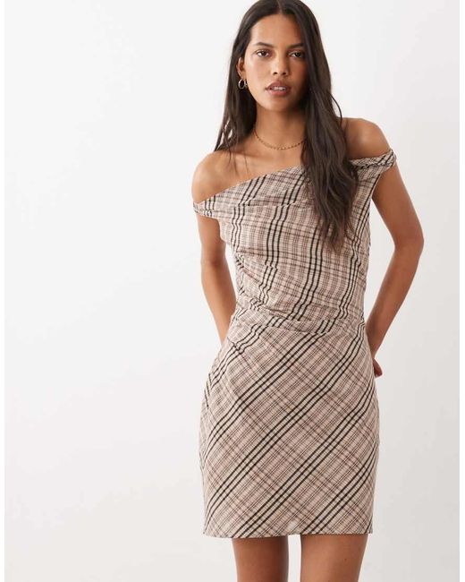 Mango Natural Asymmetric Mini Dress
