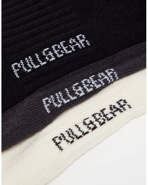 Pull&Bear Black Stwd 3 Pack Socks for men