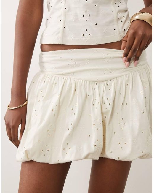 ASOS Natural Co-Ord Broderie Puffball Mini Skirt