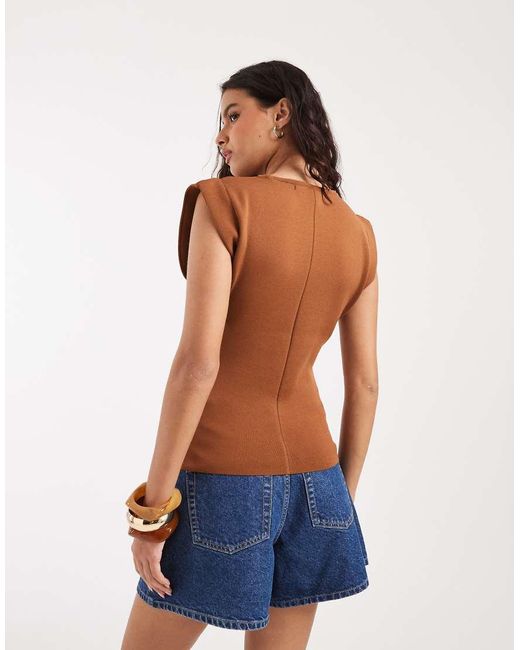 River Island Blue Fine Knit Fitted Top With Cap Sleeves
