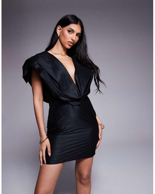 ASOS Blue Structured Plunge Mini Dress