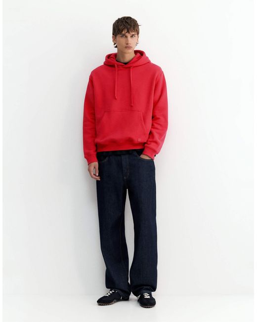 Pull&Bear Basic kapuzenpullover in Red für Herren