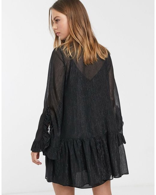 river island black smock dress