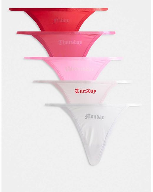 Juicy Couture Pink 7 Pack Days Of The Week Logo Thongs