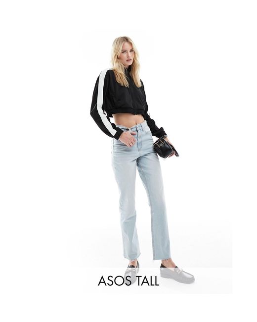Asos design tall - jean droit raccourci et délavé style années 90 ASOS en coloris Blue