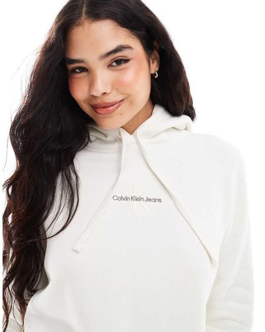 Calvin Klein White Monogram Hoodie