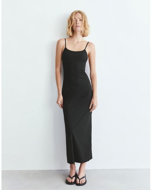 Pull&Bear White Polyamide Strappy Midi Dress