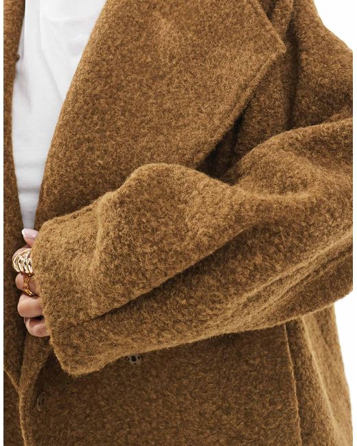 ASOS Brown Asos Design Curve Cosy Funnel Neck Oversized Jacket