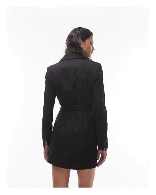 Tailored Belted Blazer Dress in Black Lyst