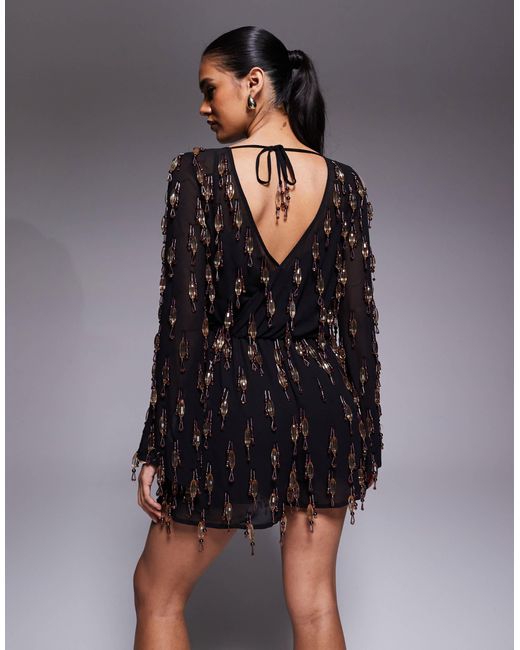 Combishort à ornements avec manches blousantes ASOS en coloris Gray