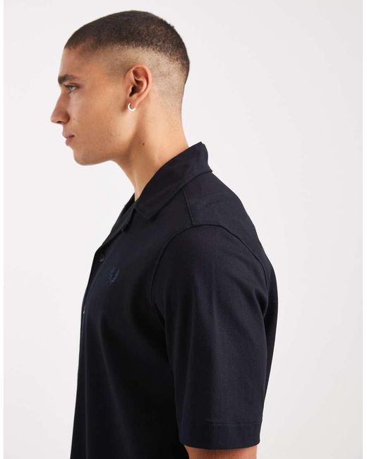 Fred Perry Black Revere Collar Short Sleeve Shirt for men