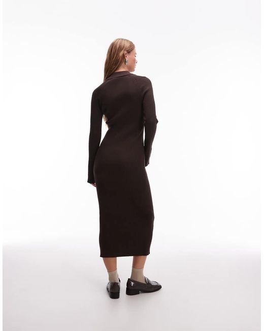 & Other Stories White Knitted Midi Dress With Polo Collar