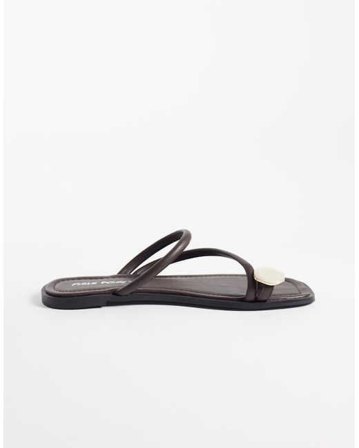 Public Desire White Farron Flat Sandals With Stone Applique