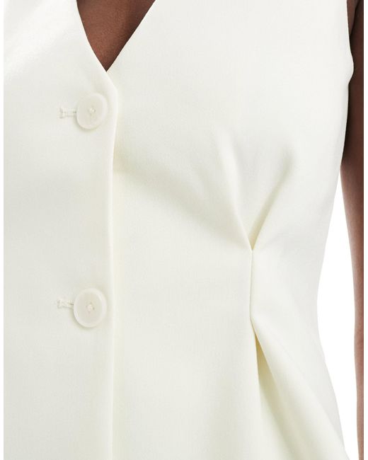 4th & Reckless White Tailored Pleat Detail Waistcoat Co-Ord
