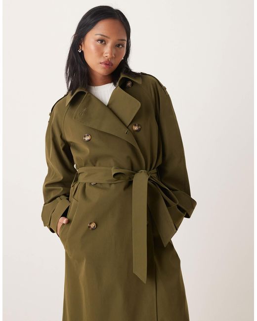 ASOS Green Asos Design Petite Longline Trench Coat