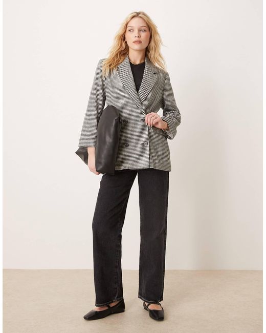 Abercrombie & Fitch Gray Slouchy Double Breasted Blazer