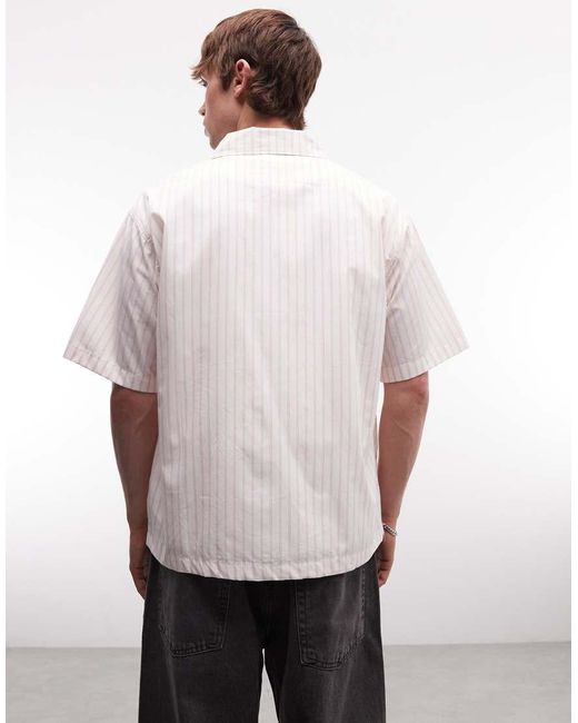 Dickies White Venedocia Short Sleeve Striped Shirt for men