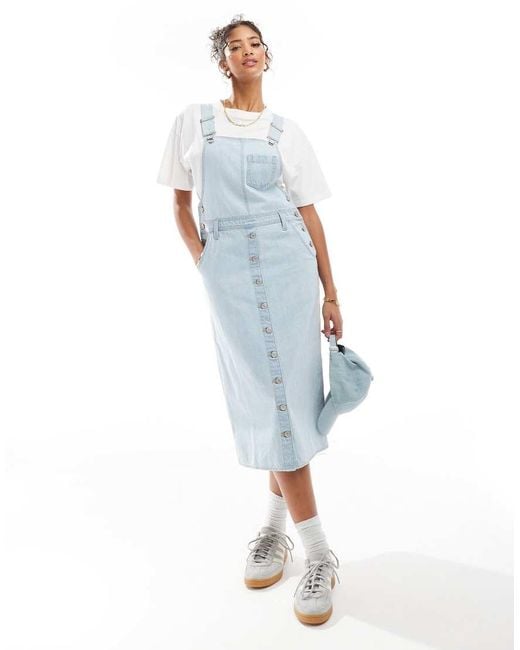 Levi's Blue Denim Pinafore Midi Dress