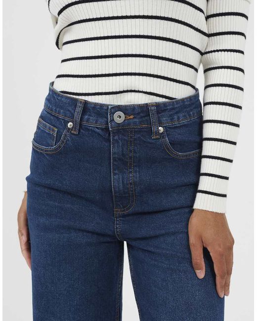 Brave Soul Blue Mid Rise Wide Leg Jeans