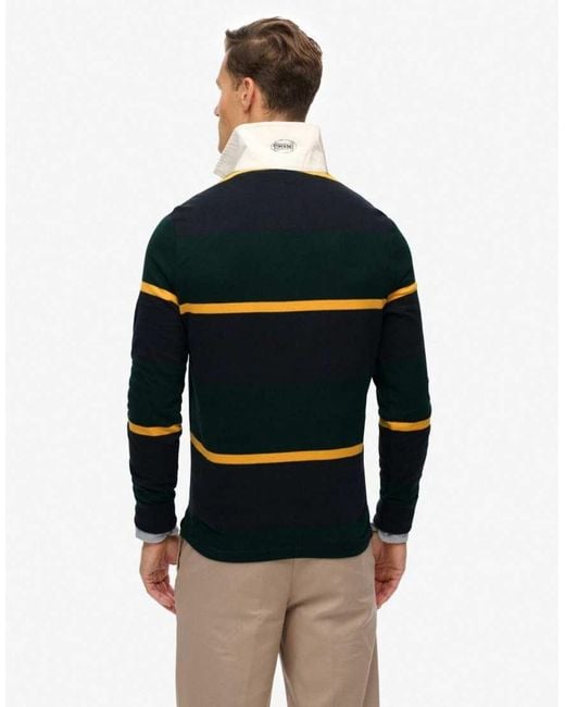 Superdry Green Vintage Athletic Stripe Rugby Top for men