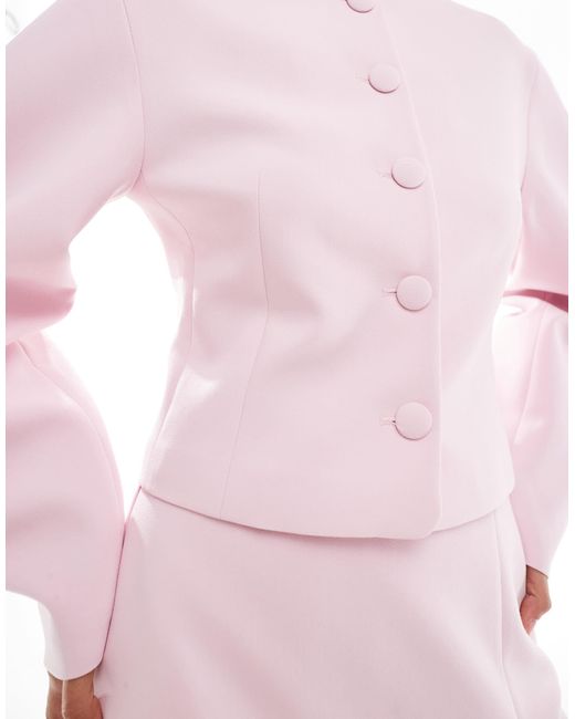 ASOS Pink Cocoon Sleeve Collarless Blazer