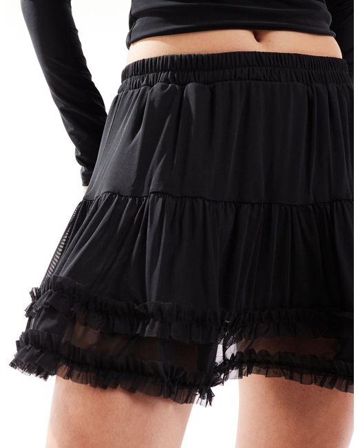 Miss Selfridge Black Ruffle Rara Mini Skirt