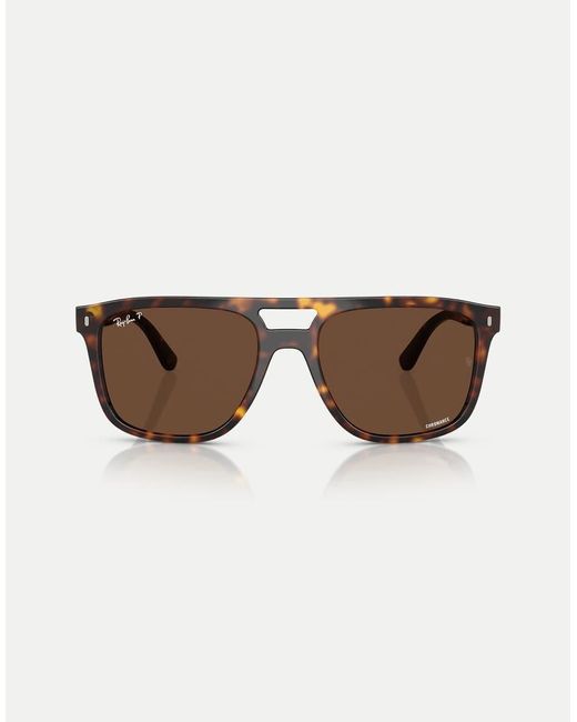 Ray-Ban Brown Rb2213Ch Chromance Square Polarised Sunglasses With Lens