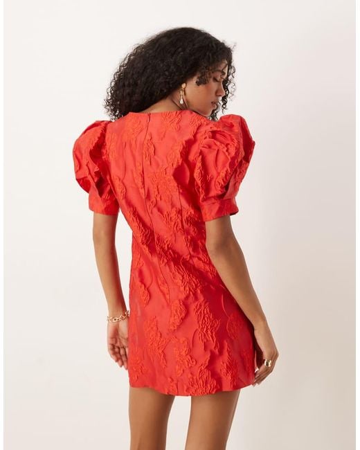 Sister Jane Red Rhinestone Button Jacquard Mini Dress