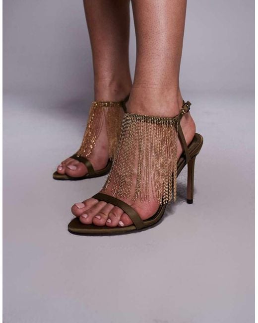 ASOS Brown Noelle Embellished Fringe High Heeled Sandals