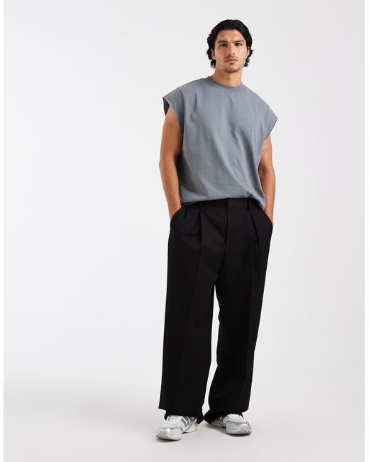 ASOS Blue Heavyweight Boxy Oversized Tank With Cap Sleeves for men