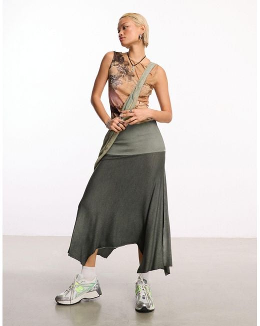 Collusion Gray Oil Wash Midi Skirt Multi-wear Dress