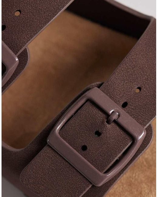 SEQWL Wide Fit Brown Seqwl Olsen Wide Fit Double Buckle Flat Sandals