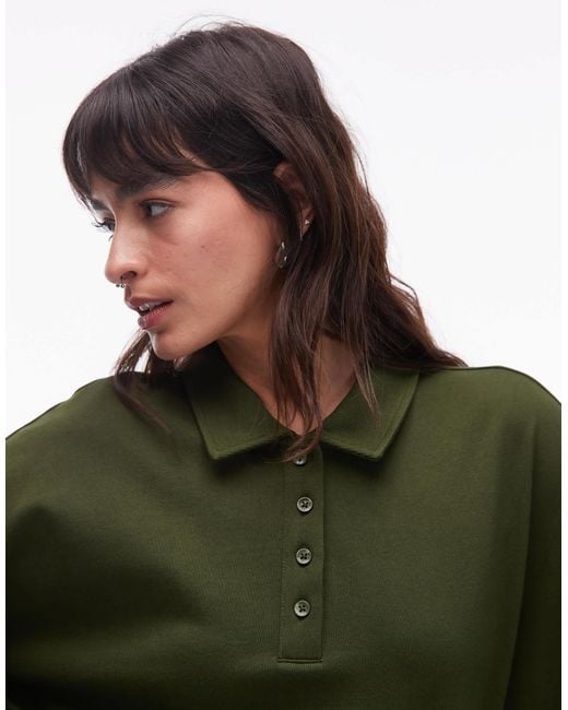 ASOS Green Cotton Polo Shirt Sweat Mini Dress