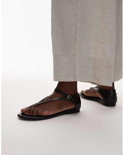 Mango Brown Leather Closed Back Sandal